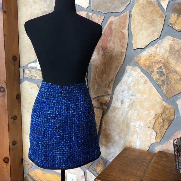 J. Crew blue indigo postage stamp tweed skirt, wool blend - Picture 4 of 14